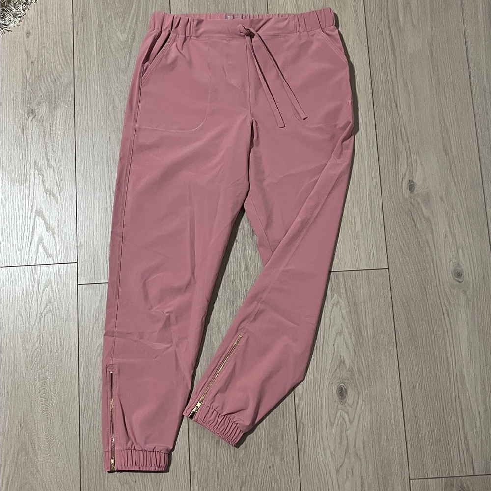 Pink Jogger Pants with Zipper Detail